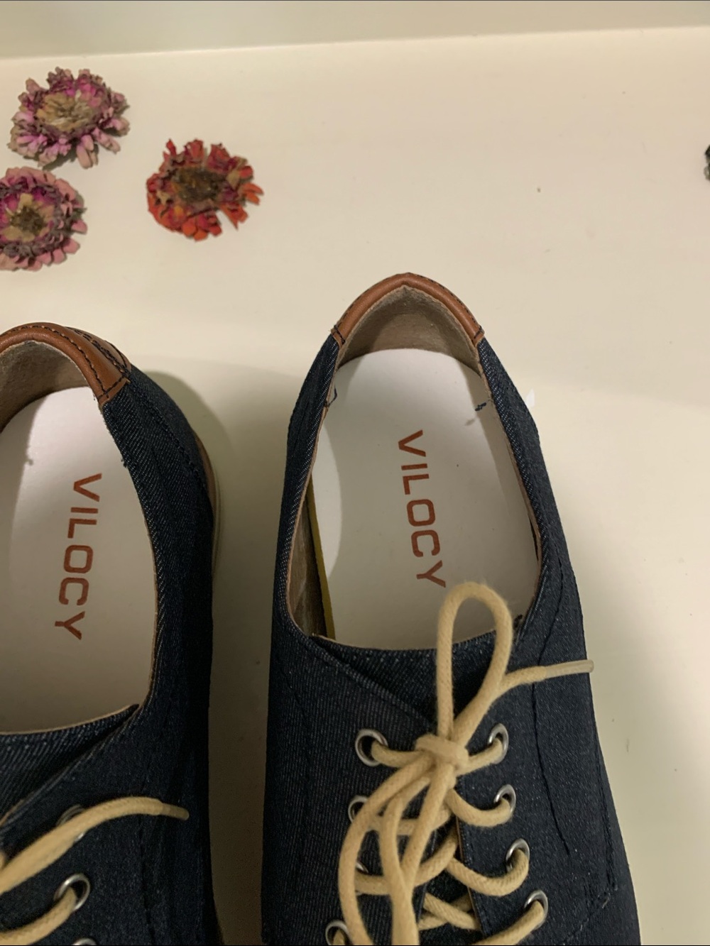 Vilocy Men's Navy Denim Canvas Lace-Up Casual Shoes 10W - Picture 2 of 5